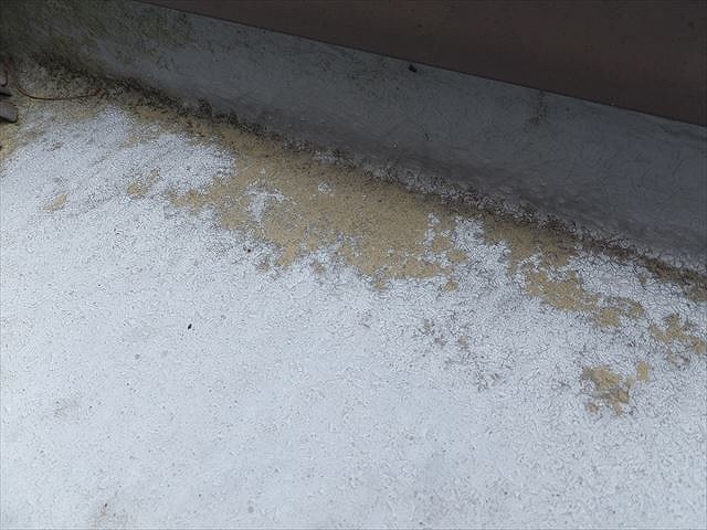 立ち上がり部分を中心に表面がはがれている